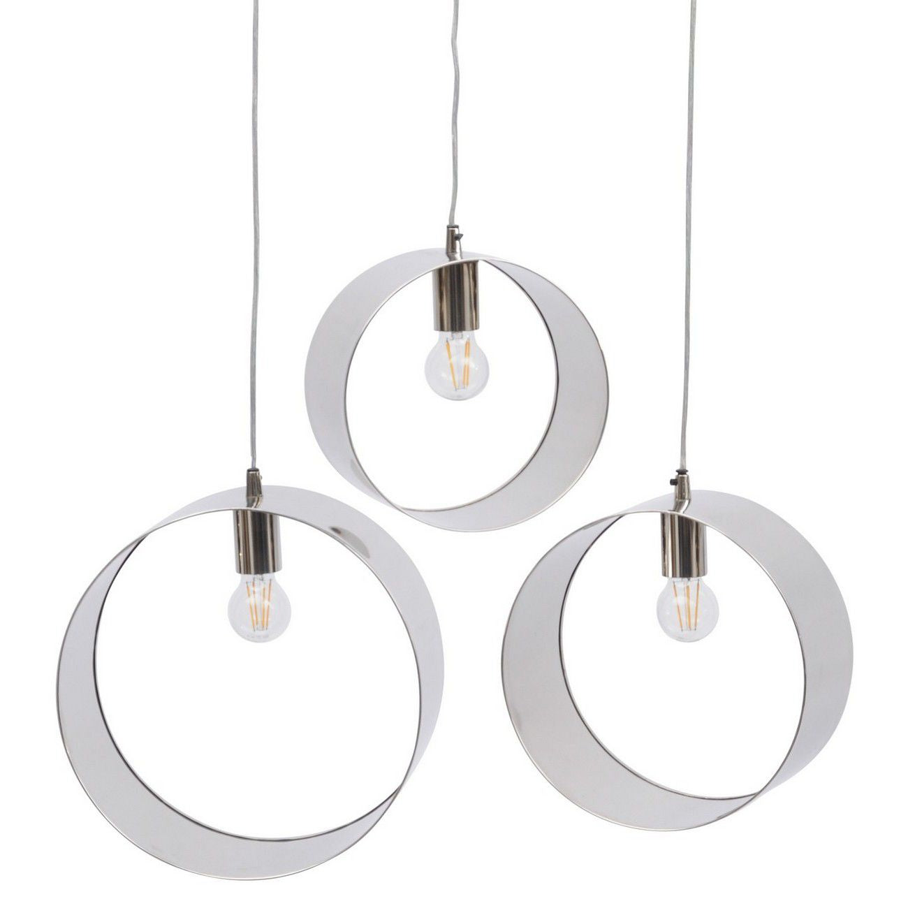 Set of 3 Ara Silver Ring Pendant Lights